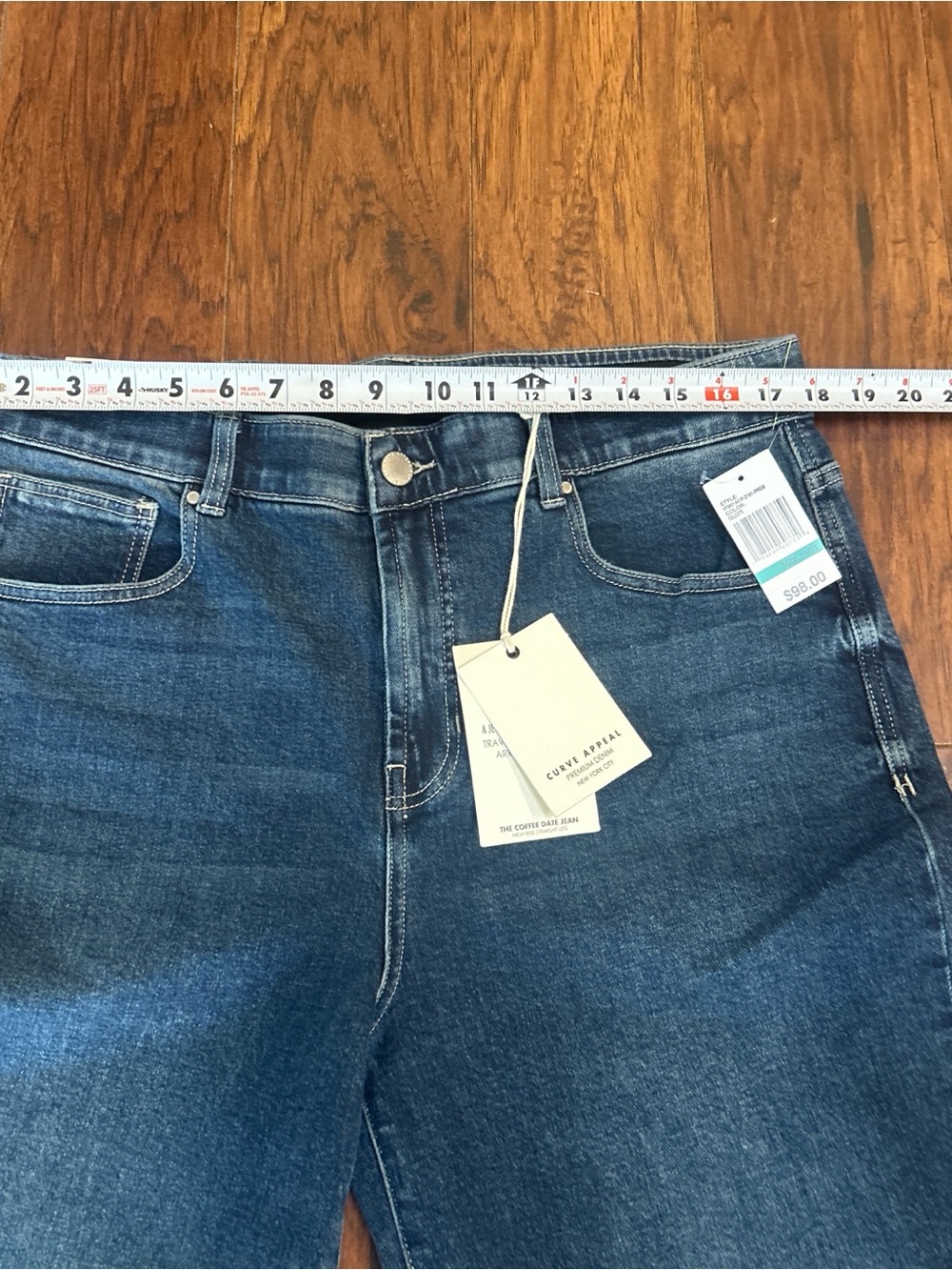NWT’s Curve Appeal Premium Denim - High Rise Strait Wide Leg Jeans Size 16/33 - Picture 3 of 9